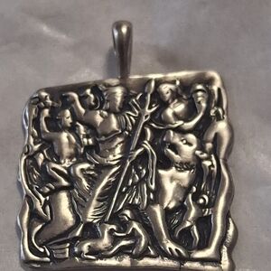 Sterling Silver Mythic Scene Pendant - Silver Women's Jewelry